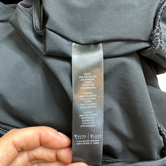 White House Halter Artichoke Dress Size 8 Black Layered Stretch Eyelet Neck - Picture 13 of 13